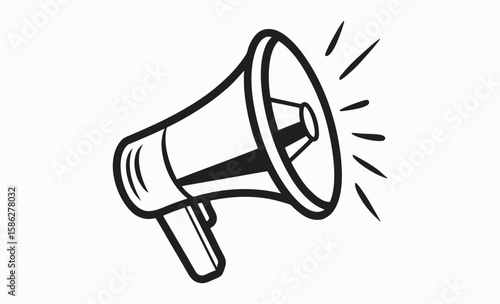 Megaphone icon silhouette, megaphone icon sketch, car horn silhouette, minimal audio symbol,  minimal car horn icon vector illustration  