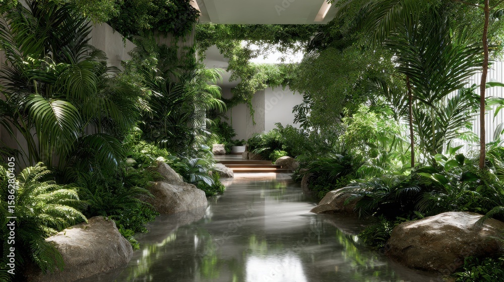 Fototapeta premium Modern Tropical Indoor Garden.