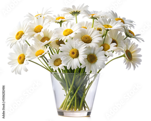 bouquet of daisies in vase isolated on white background. PNG Transparent file type with high definition quality And vibrant color grading Available.