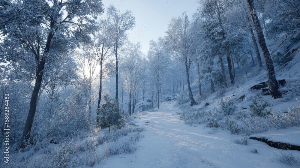 Obraz premium Frozen Horizon's Embrace AI Generated