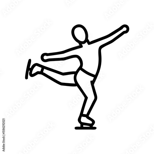 Person skating on ice in dynamic pose, concept of icon  