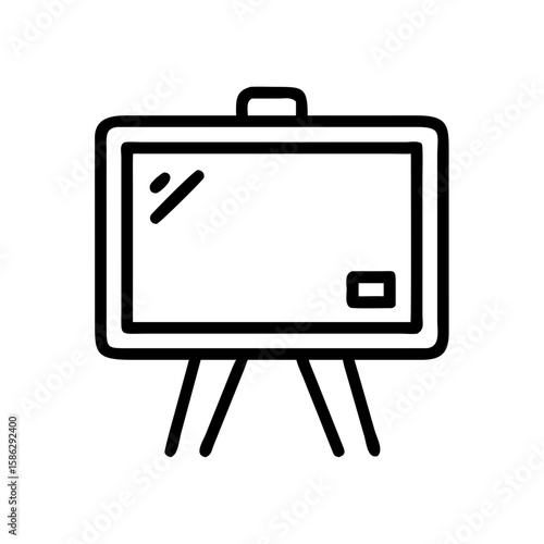 Chalkboard icon on easel with blank surface for presentations  