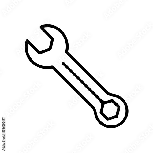 Wrench icon in minimalistic design on white background  