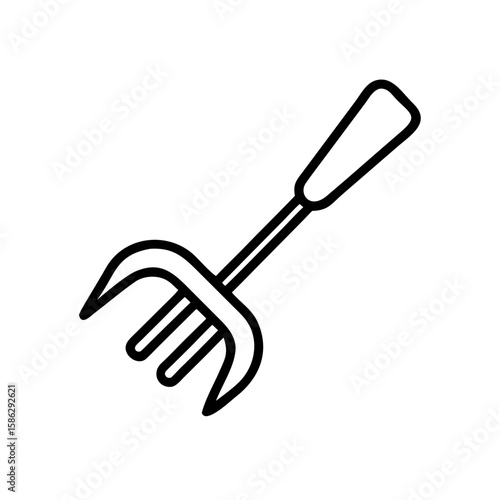 Hay fork illustration in minimalistic design on white background  