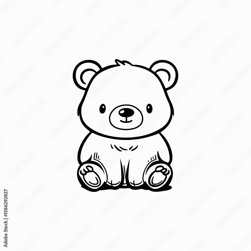 Naklejka premium teddy bear black greeting template cute teddy retro style design