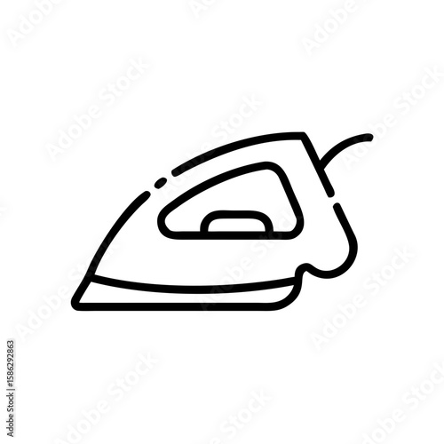 Iron appliance in minimalistic design shown in outline style  