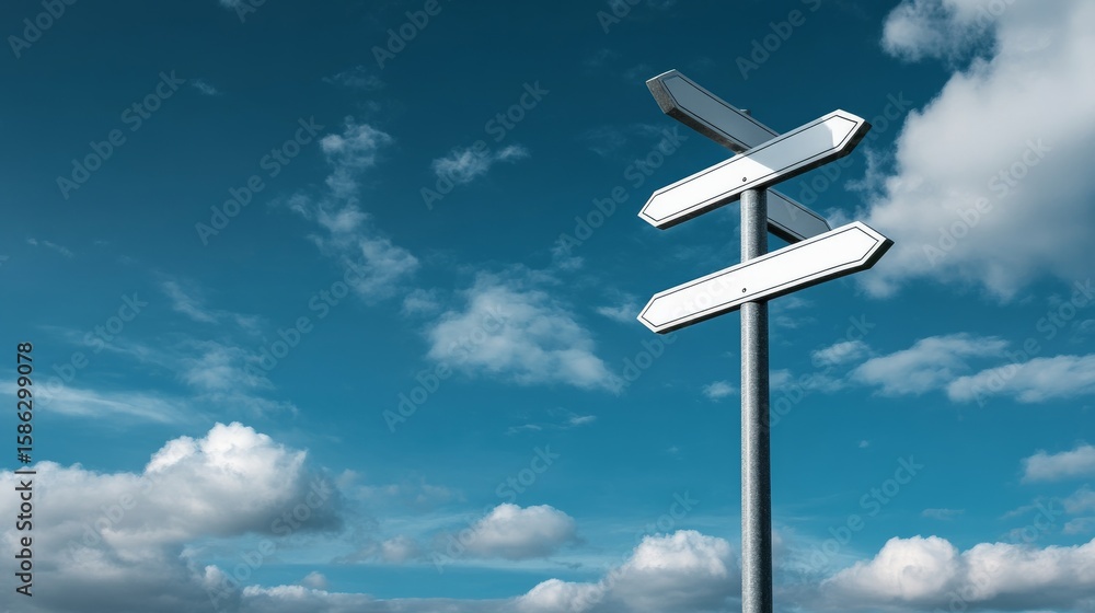 Direction Signpost with Cloudy Sky, Choices, Guidance Direction Signpost with Cloudy Sky, Choices, Guidance