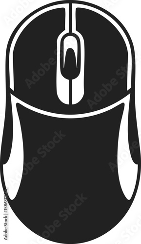 Classic computer mouse, wired input device, ergonomic peripheral for digital navigation in vintage engraved style