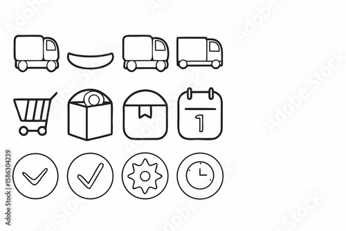 Web design icon set: modern vector symbols for internet communication and business