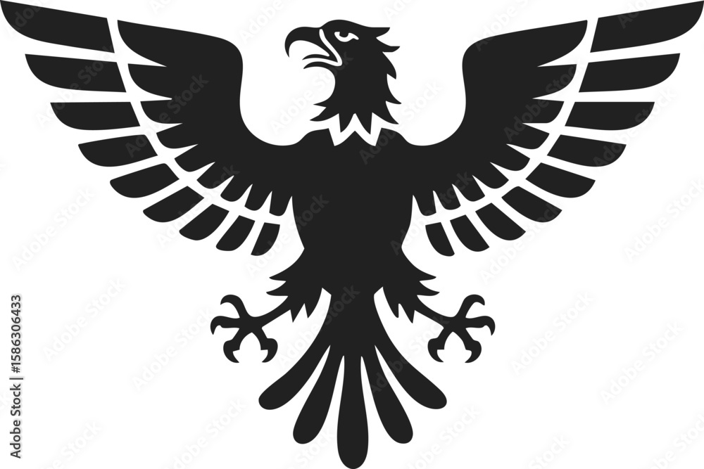Obraz premium Double headed eagle, majestic bird of prey, symbol of power and strength, featuring intricate engravings and classic vintage design