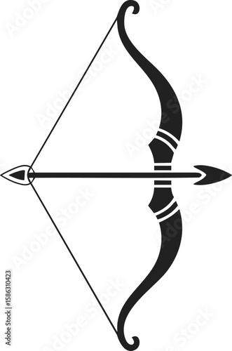Elegant vintage engraved bow and arrow design for artful decoration, perfect for tattoos, logos, and custom emblems