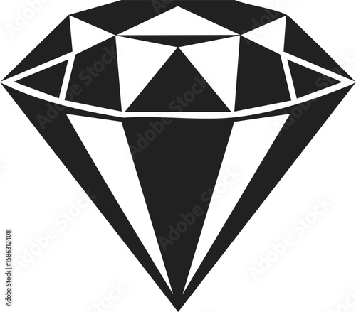 Faceted diamond, gemstone, crystal cut, precious stone, luxury jewelry, elegant design, vintage engraving, decorative art piece, timeless emblem, striking graphic