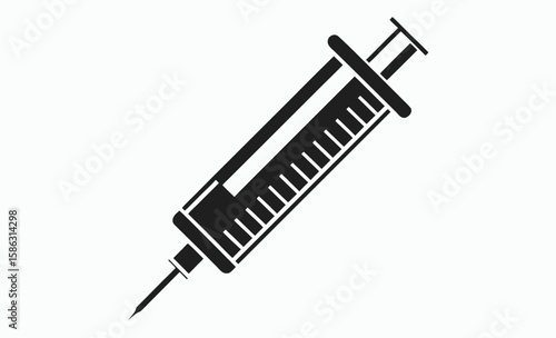 Medical syringe silhouette, Syringe injection icon vector, syringe icon silhouette, medical injection vector, healthcare needle symbol, vector, illustration  