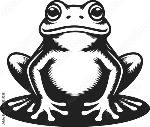 Frog, amphibian creature with distinct posture, natural habitat in serene settings, perfect for tattoo designs, t-shirt prints, and emblems