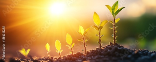 Seedling Growth Stages Under Sunlight, Farming , Agriculture