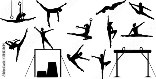 Set silhouettes athletes, Vector isolated set