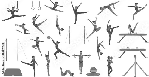 Set silhouettes athletes, Vector isolated set