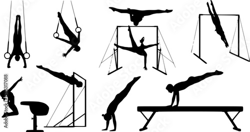Set silhouettes athletes, Vector isolated set