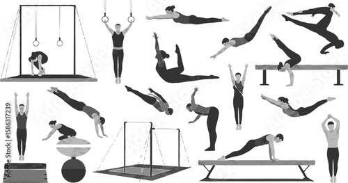 Set silhouettes athletes, Vector isolated set