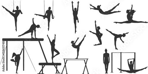 Set silhouettes athletes, Vector isolated set