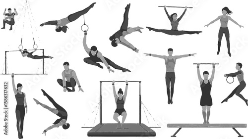 Set silhouettes athletes, Vector isolated set