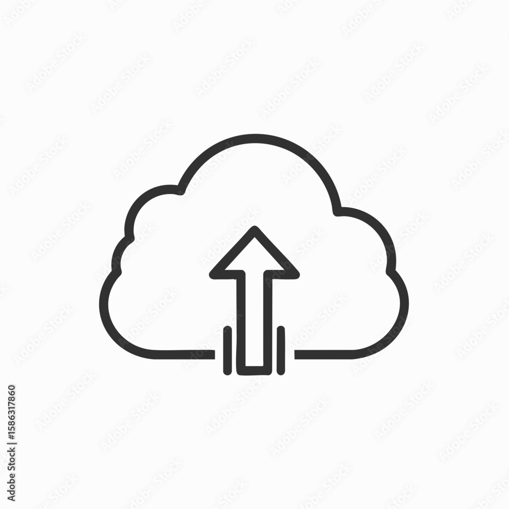 Simple Outline Cloud Upload Arrow Symbol Sign Isolated Icon Graphic Simple Outline Cloud Upload Arrow Symbol Sign Isolated Icon Graphic