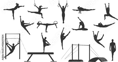 Set silhouettes athletes, Vector isolated set