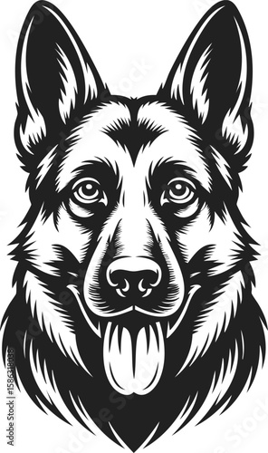 German shepherd, loyal canine companion, dog breed illustration, pet companion, faithful guardian, nature lover's friend, outdoor adventure partner, working dog portrayal