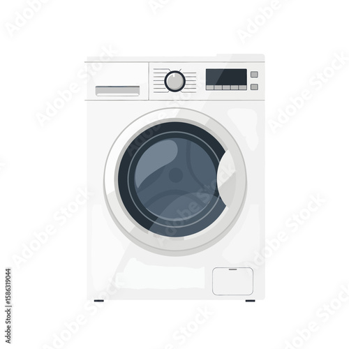 Wallpaper Mural A white washing machine with a closed door and digital display, isolated. Torontodigital.ca