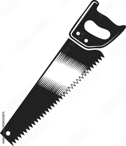 Hand saw, woodworking tool, manual cutting implement, traditional carpentry device with serrated blade