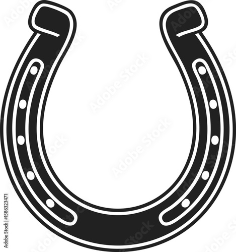 Horseshoe, good luck charm, equestrian symbol, traditional horseshoe design, blacksmith tool