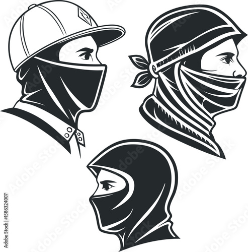 Balaclava Silhouette Vector on White Background for Tactical Use