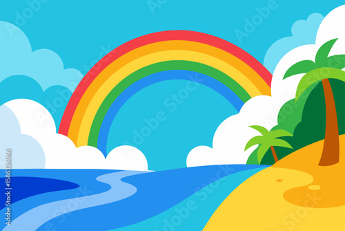 summer landscape with palm trees