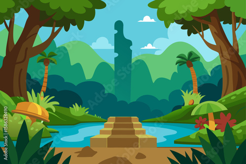 landscape with trees and mountains