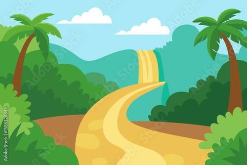 landscape with palm trees and sea