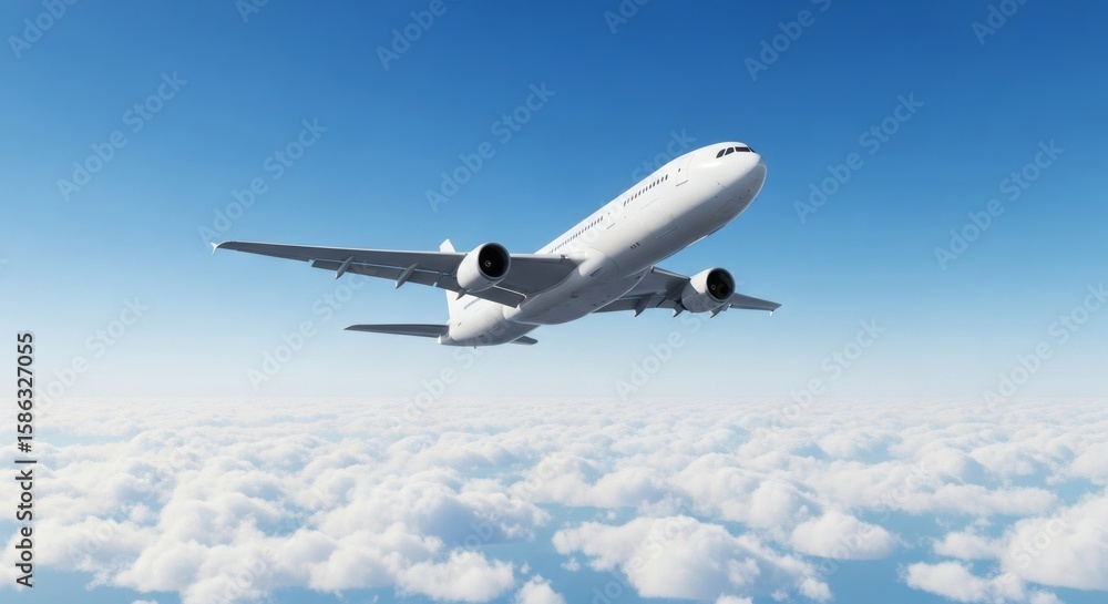 Fototapeta premium Airplane Flying Above the Clouds