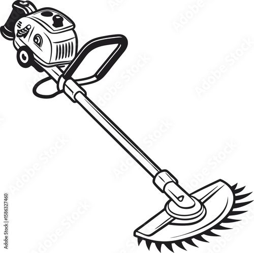 Brush Cutter Vector Design Silhouette Isolated on White