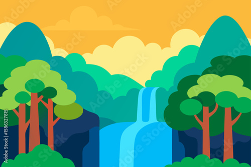 landscape with trees and clouds