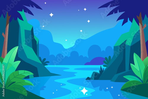 tropical island with palm trees and sea