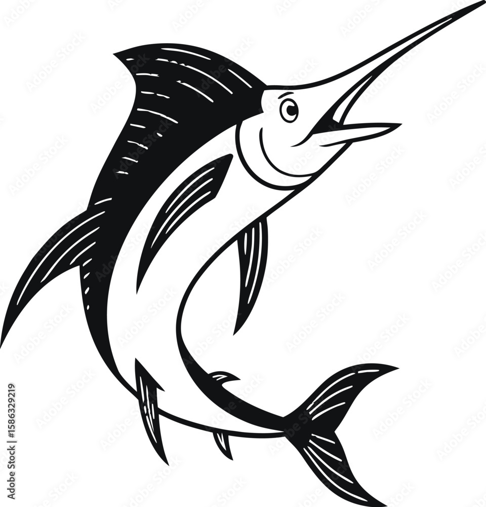 Fototapeta premium Elegant Blue Marlin Fish Vector Illustration