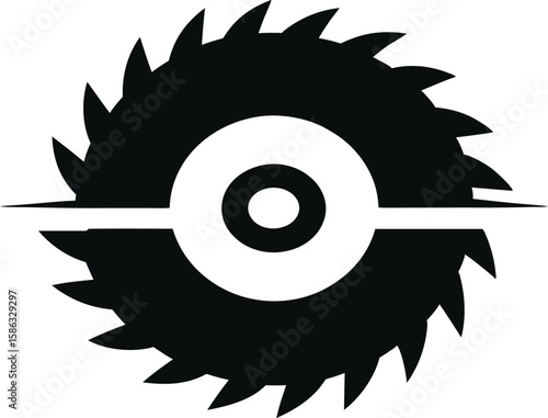 Silhouette Circular Saw Blade Vector on White Background
