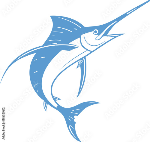 Elegant Blue Marlin Fish Vector Illustration