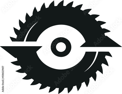Black Saw Blade Icon Vector Flat Silhouette Style