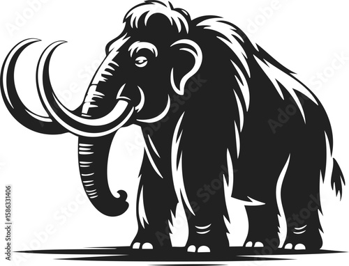 Mammoth, prehistoric giant with impressive tusks, ancient creature, woolly elephant, majestic beast, primitive fauna, iconic megafauna