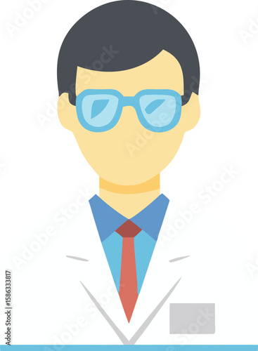 Professional Doctor Wearing Glasses and Lab Coat Illustration