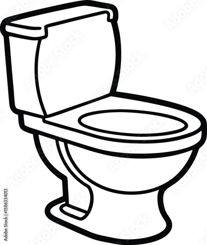 Modern Bathroom Toilet Bowl with Tank and Seat Illustration