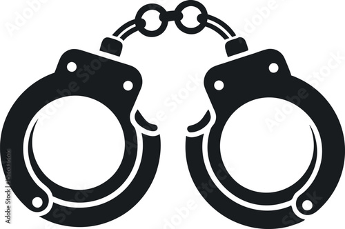 Minimalist Handcuffs Silhouette Icon Vector for Law Enforcement Concepts