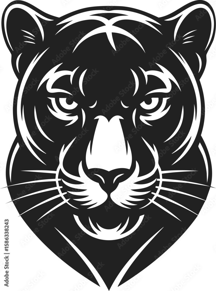 Obraz premium Panther vector illustration, black panther head, wild cat art, wildlife engraving, fierce animal depiction for tattoos