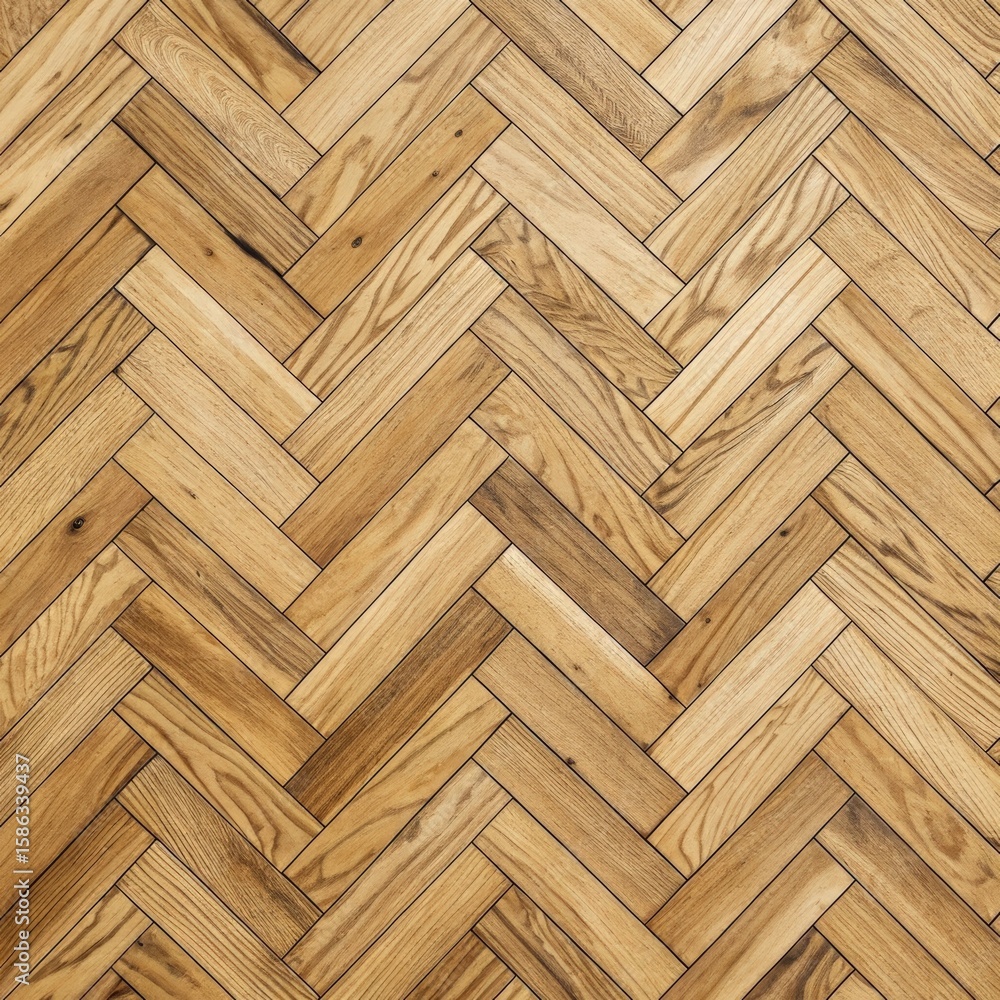 Fototapeta premium Herringbone wood floor showcasing intricate patterns and natural textures in warm tones