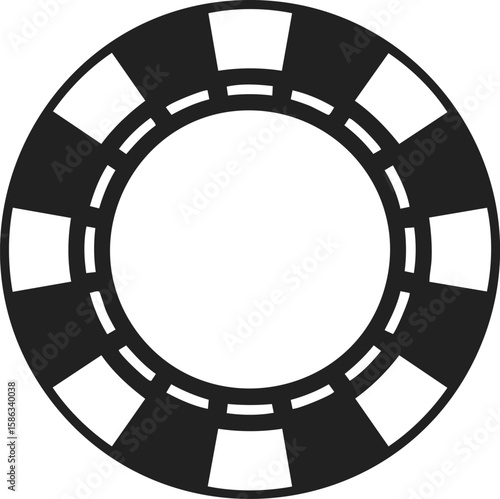 Poker chip, casino token, gambling chip, circular gambling accessory with patterned edge